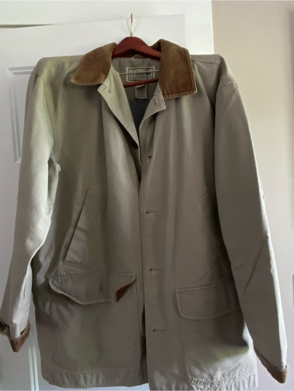 L.L. Bean Tan Field Jacket with Brown Suede Collar
